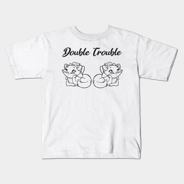 Double Trouble - Cats Lovers Kids T-Shirt by Jkinkwell